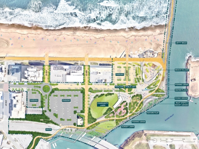 Rudee Park site plan with surface parking